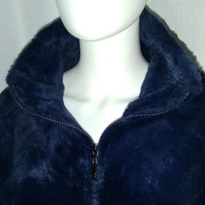 Women's Navy Blue Faux Fur Cozy Jacket